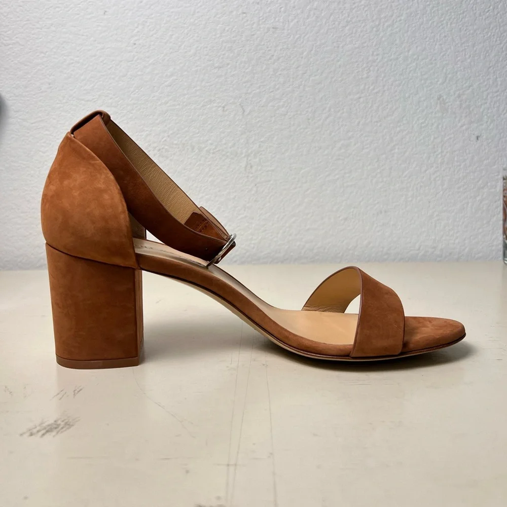 NEW Jenni Kayne Brown Oiled Leather Low Block Heel‎ in Walnut EU 40 US 10